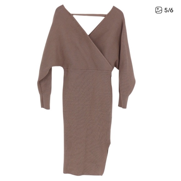 Cappuccino Wrap Sweater Dress - Picture 3 of 7
